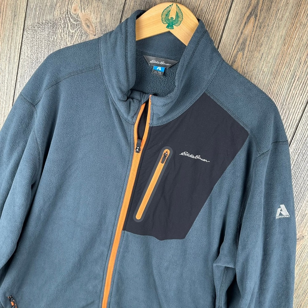 Eddie Bauer First Ascent Fleece Jacket Full Zip Blue Orange Men's Size XLT